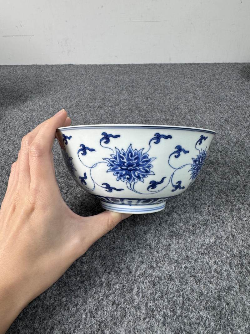 清康熙 青花纏枝蓮紋碗一對 - 图5