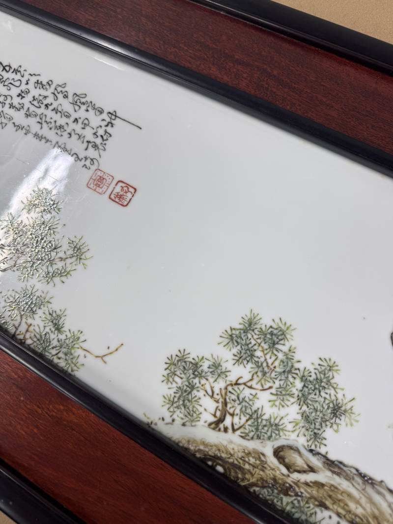 民國（1932年） 王琦粉彩人物瓷板一對 - 图8