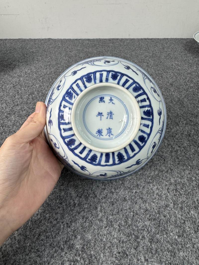 清康熙 青花纏枝蓮紋碗一對 - 图8
