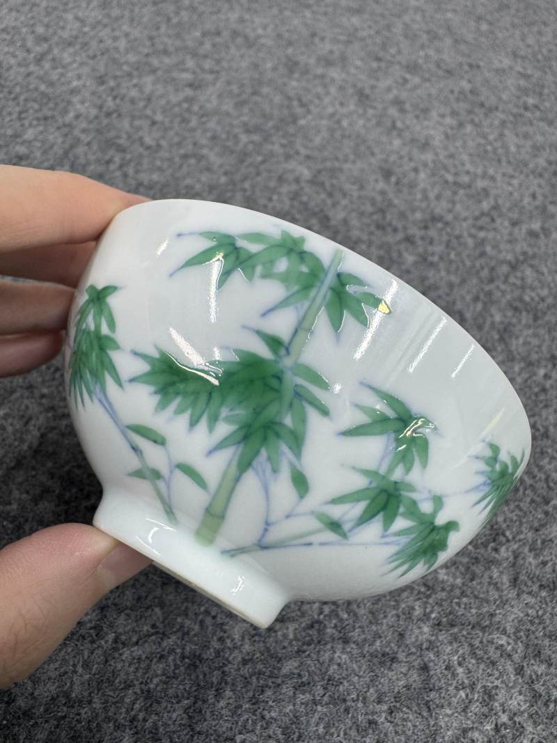 清雍正 鬥彩竹紋茶圓一對 - 图8