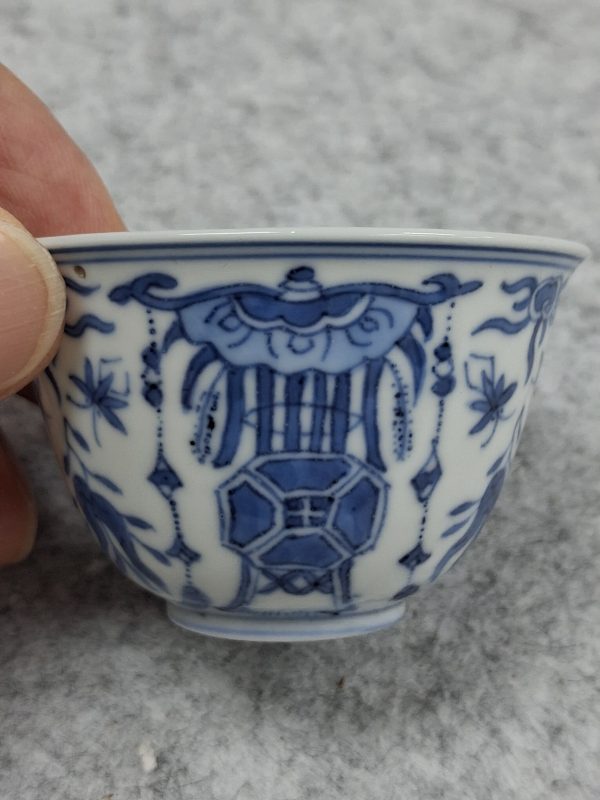 清康熙青花“五穀豐登”圖小杯 - 图4