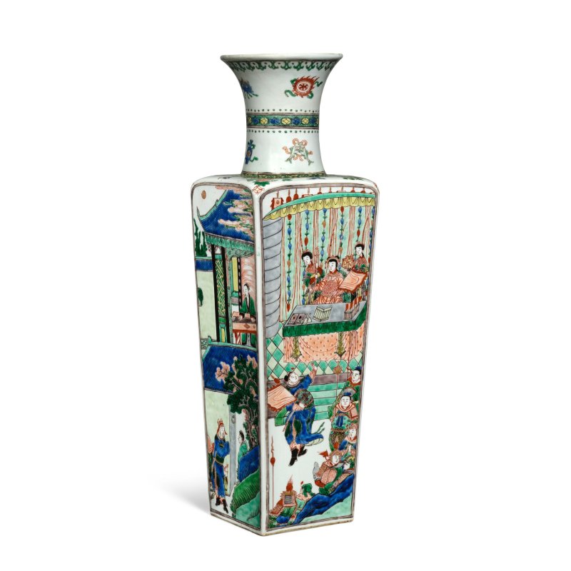清康熙 五彩人物故事圖方瓶 | A FAMILLE VERTE 'FOUR NARRATIVES' SQUARE VASE - 图6