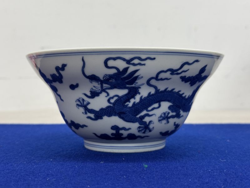 清道光 青花龍紋折腰碗 - 图4