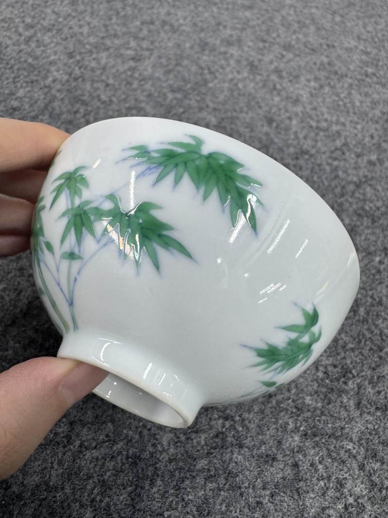 清雍正 鬥彩竹紋茶圓一對 - 图9