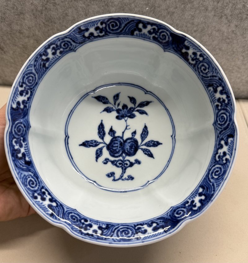 清雍正 青花折枝花卉紋花口高足碗 - 图9