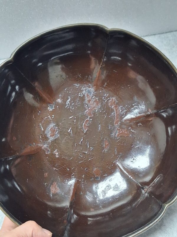 宋 黑漆覆輪葵口大缽 - 图8