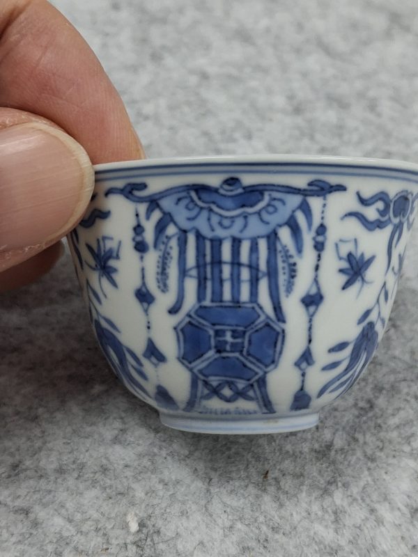 清康熙青花“五穀豐登”圖小杯 - 图5