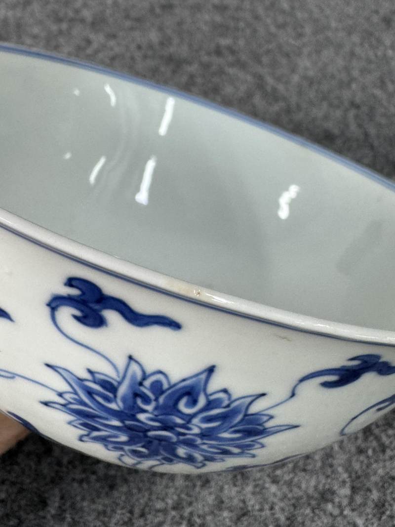 清康熙 青花纏枝蓮紋碗一對 - 图11