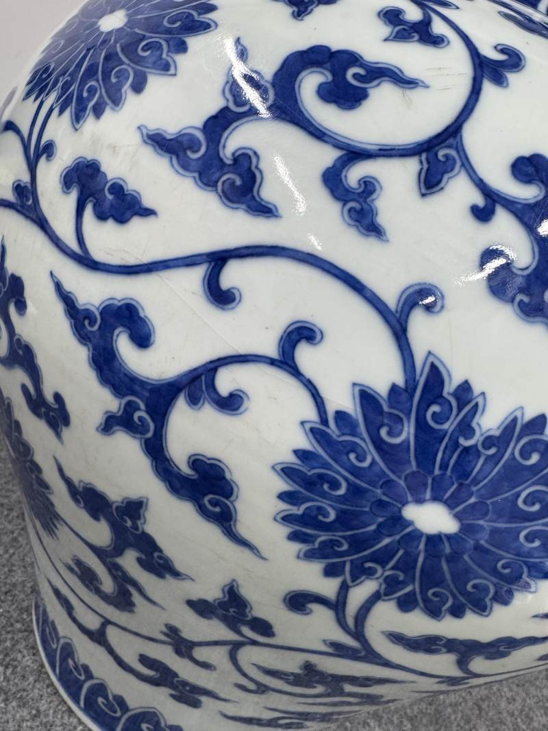清道光 青花纏枝蓮紋蓋罐 - 图4