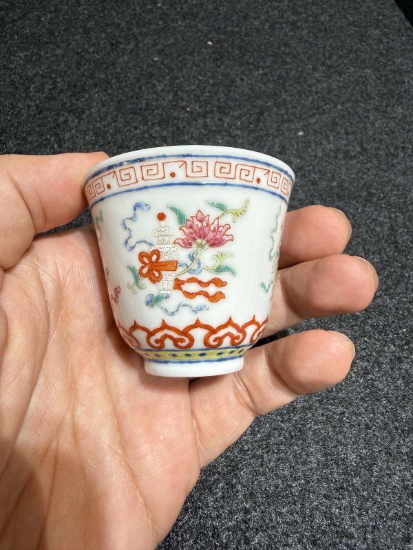 清光緒粉彩八吉祥紋杯一對 - 图8
