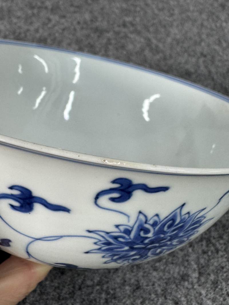 清康熙 青花纏枝蓮紋碗一對 - 图12