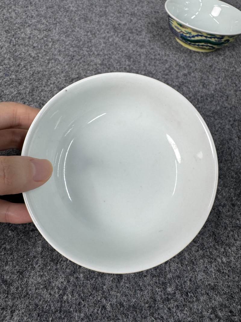 清康熙 黃地鬥彩龍鳳紋碗一對 - 图22