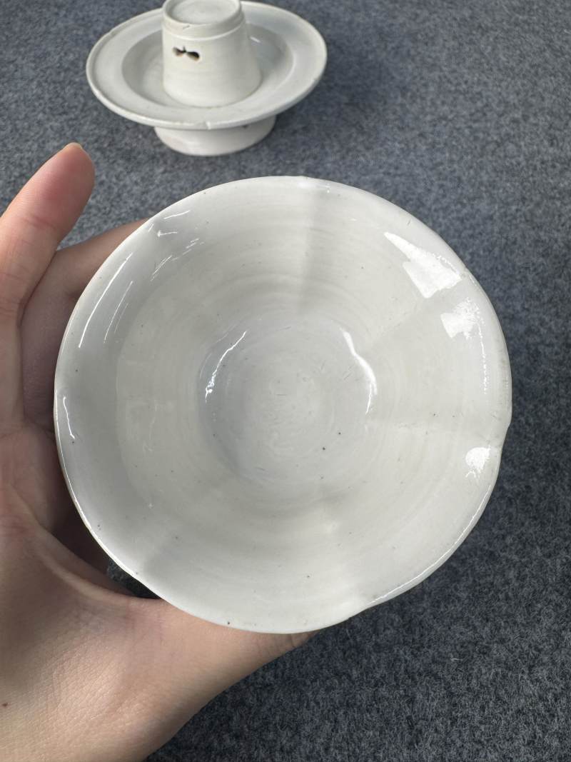 定窯系白釉花口盞及盞托 - 图8