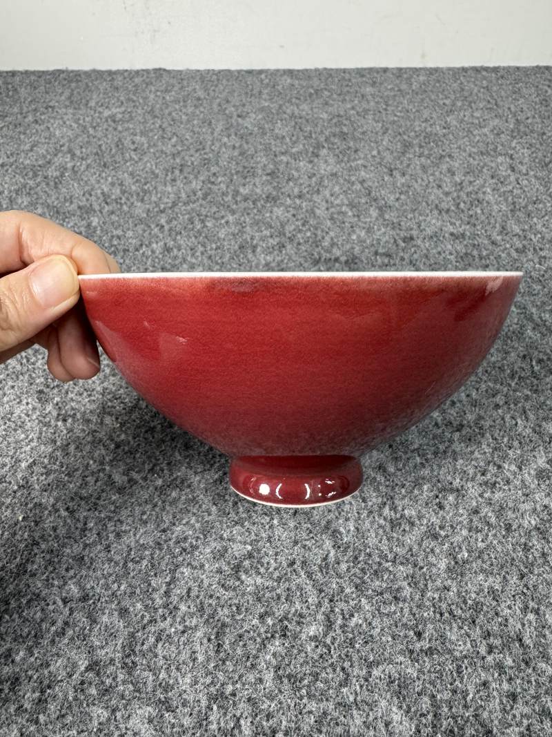 清乾隆 霽紅釉蓮子碗一對 - 图3