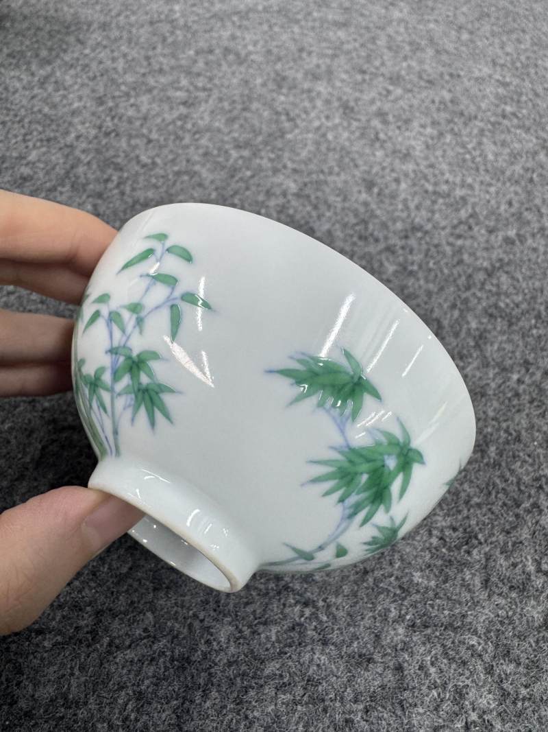 清雍正 鬥彩竹紋茶圓一對 - 图16