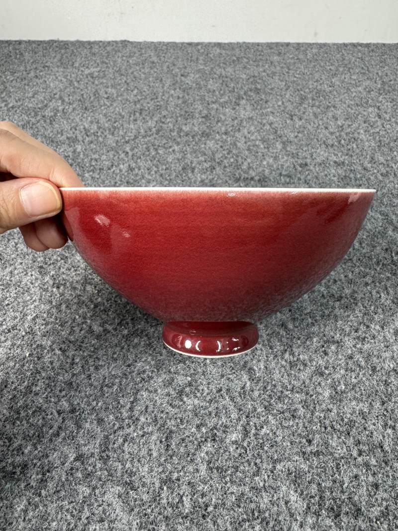 清乾隆 霽紅釉蓮子碗一對 - 图4