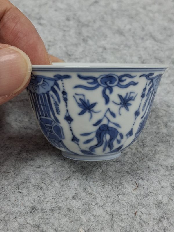 清康熙青花“五穀豐登”圖小杯 - 图7