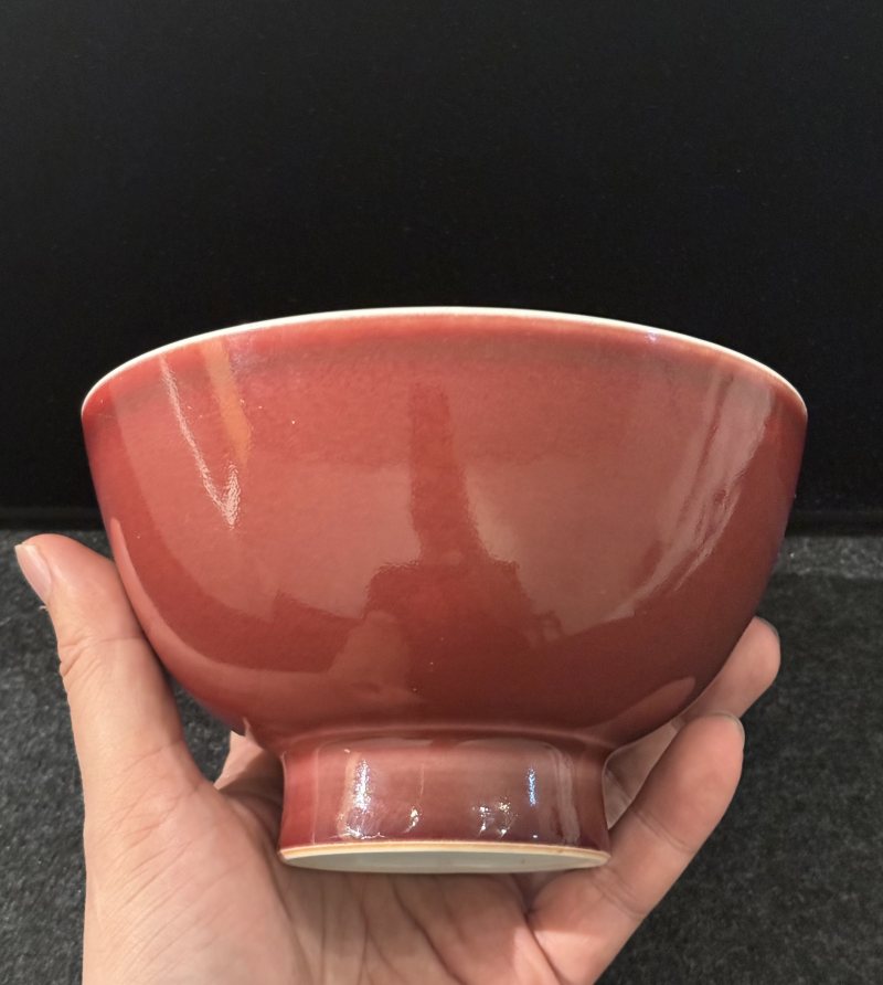 清雍正 霽紅釉高足碗 - 图5