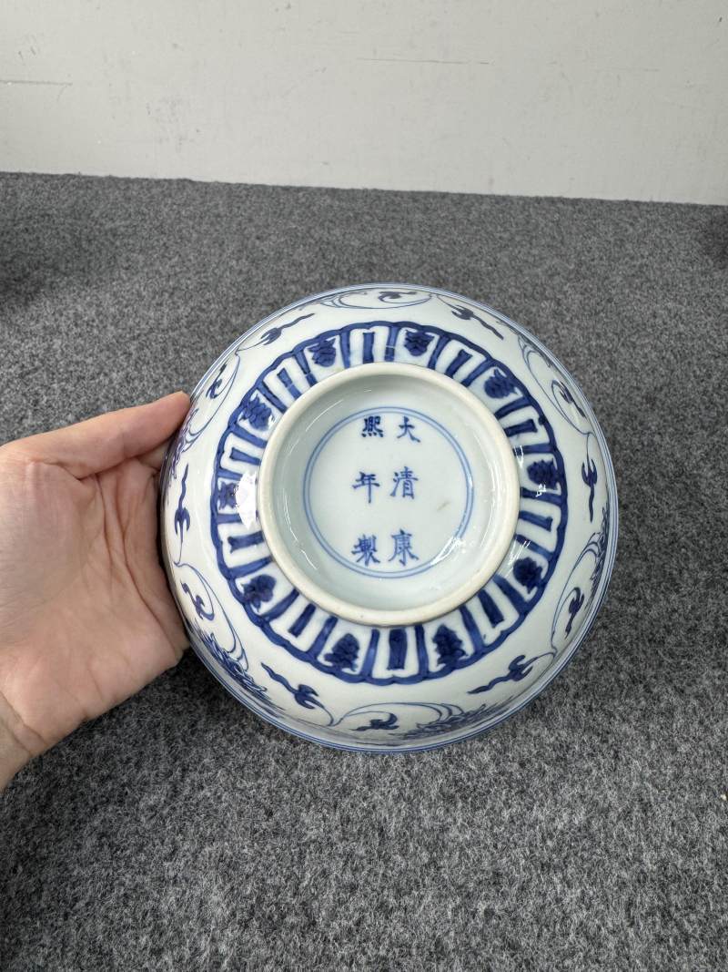 清康熙 青花纏枝蓮紋碗一對 - 图16