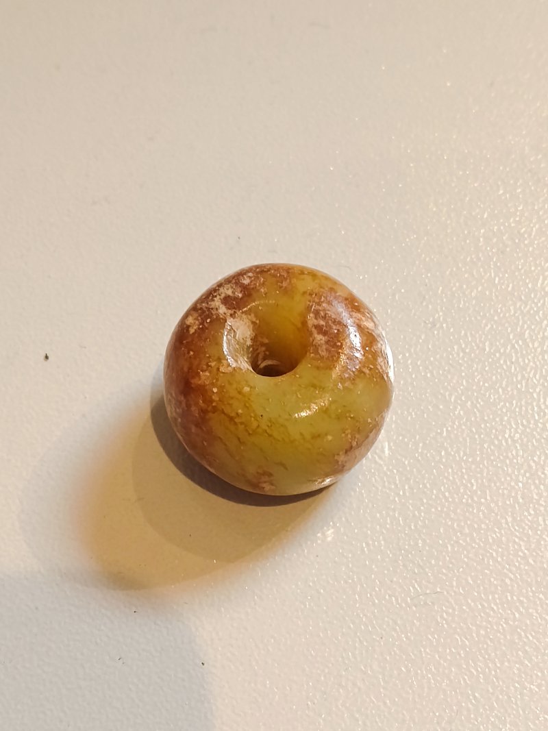 紅山文化  青黃玉素珠 - 图3