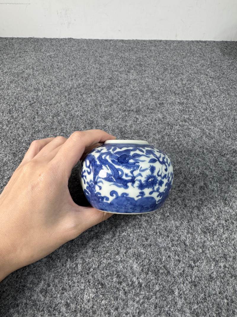 明萬曆 青花龍紋水丞 - 图5