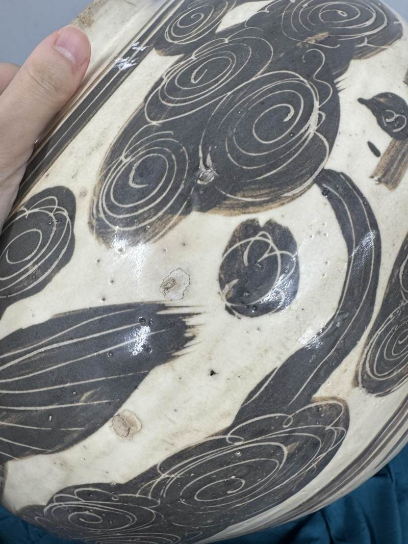 元 磁州窯褐彩鳳紋大罐 - 图13