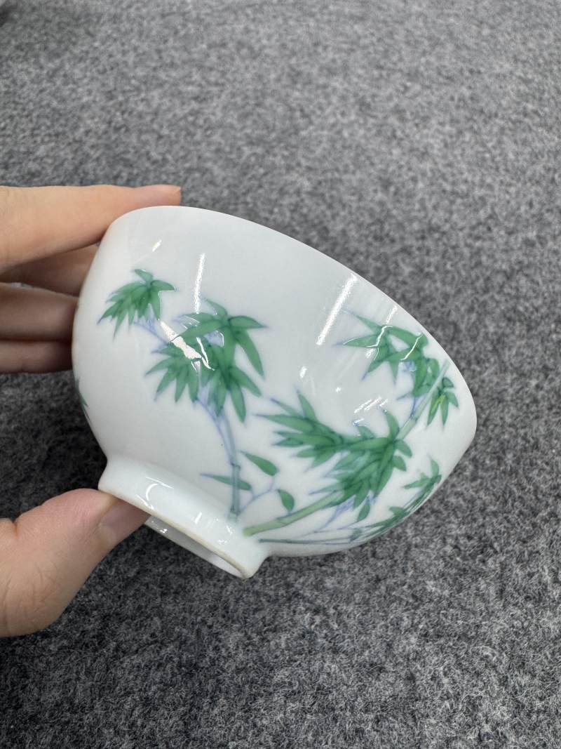 清雍正 鬥彩竹紋茶圓一對 - 图17