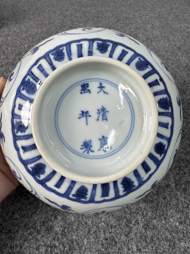 清康熙 青花纏枝蓮紋碗一對 - 图18