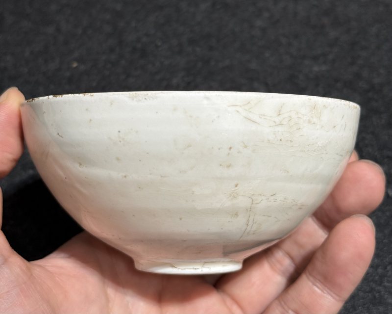 宋 當陽峪白釉刻劃蓮紋杯、托一套 - 图4