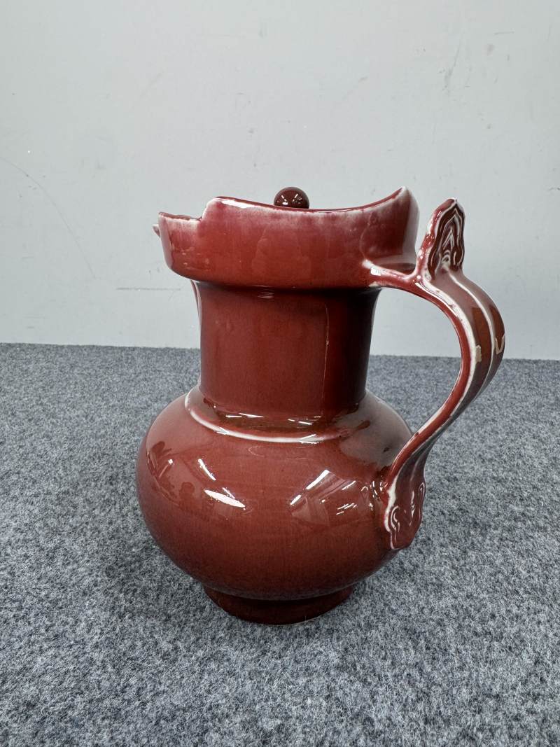 清康熙 霽紅釉僧帽壺 - 图4