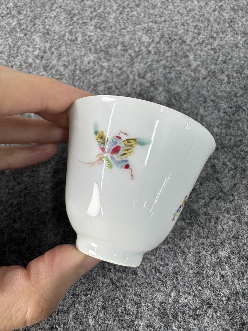 清雍正 粉彩沒骨荷花杯一對 - 图18