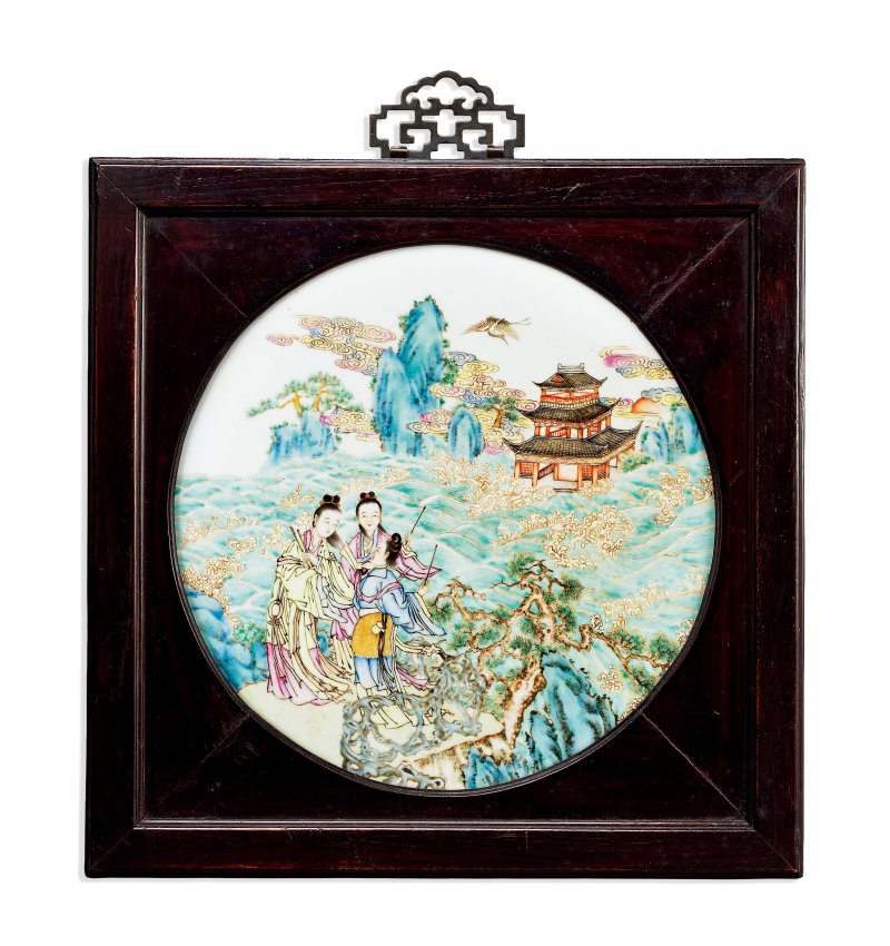 清乾隆 粉彩海屋添筹图瓷板