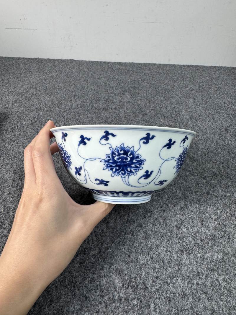 清康熙 青花纏枝蓮紋碗一對 - 图20
