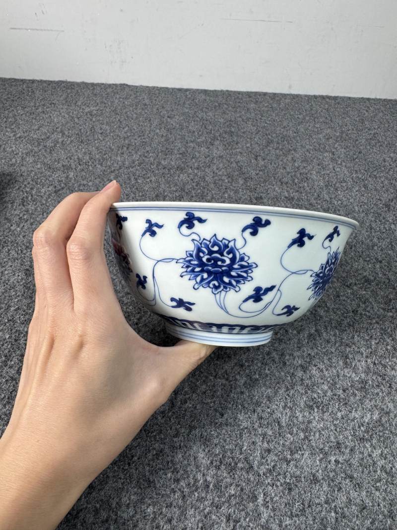 清康熙 青花纏枝蓮紋碗一對 - 图21