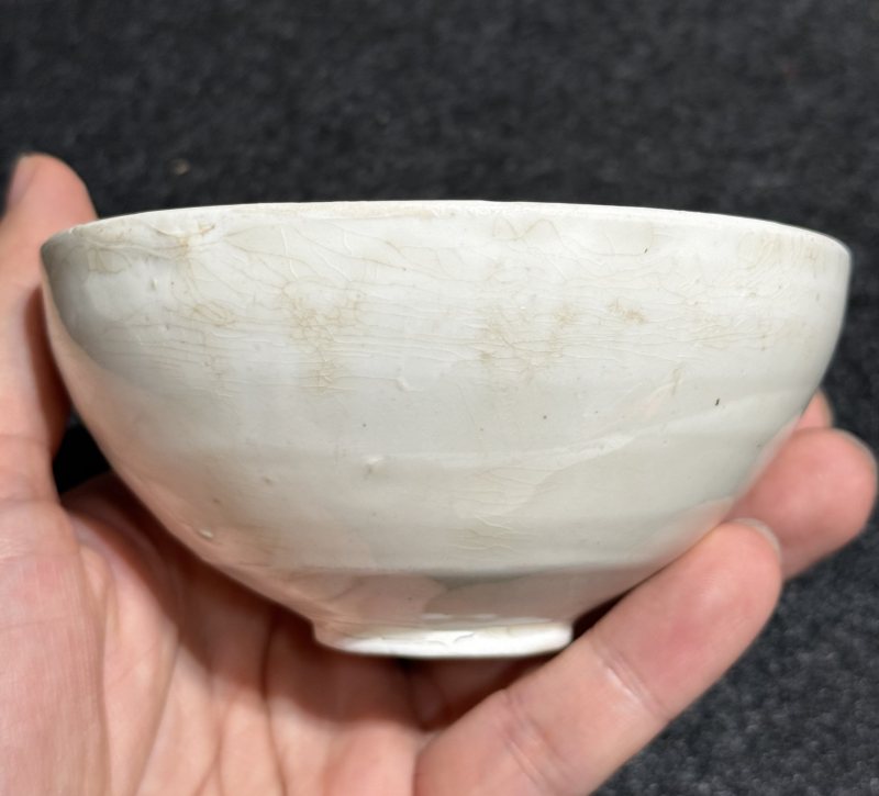 宋 當陽峪白釉刻劃蓮紋杯、托一套 - 图5