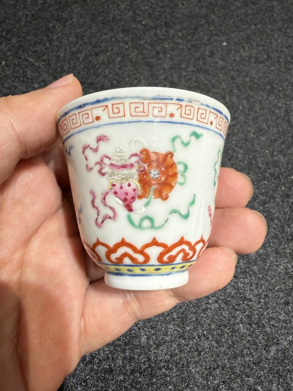 清光緒粉彩八吉祥紋杯一對 - 图11