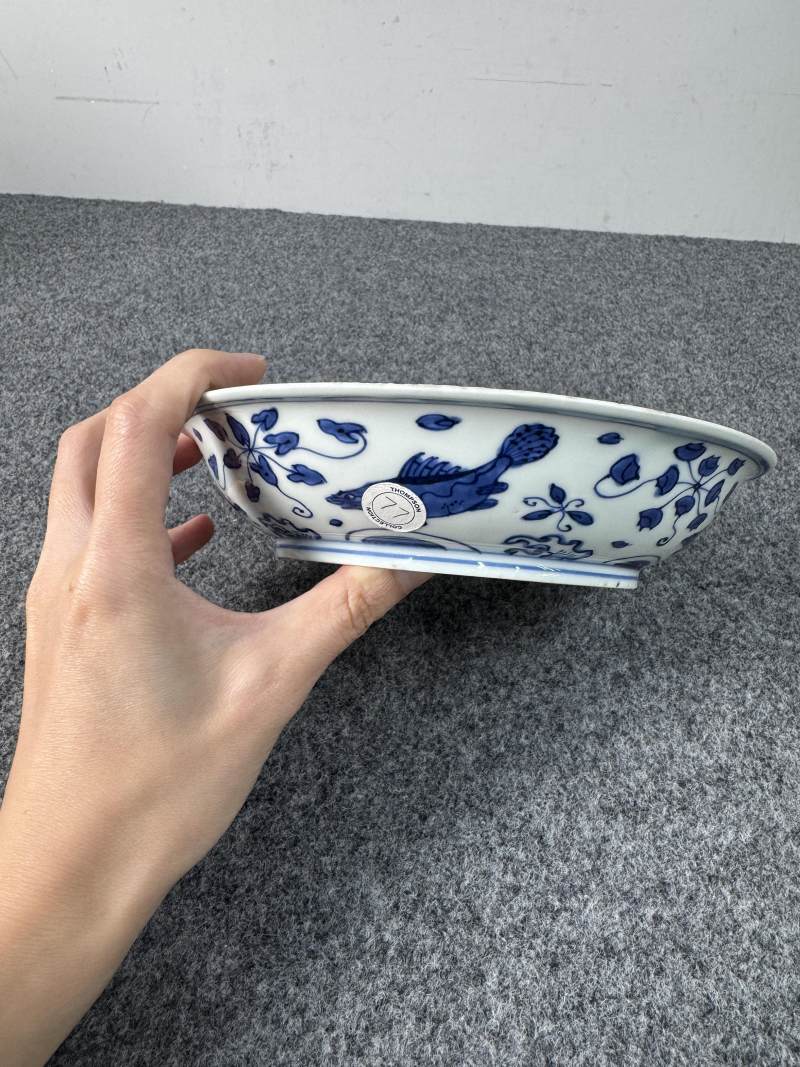明萬曆 青花魚藻紋盤 - 图16