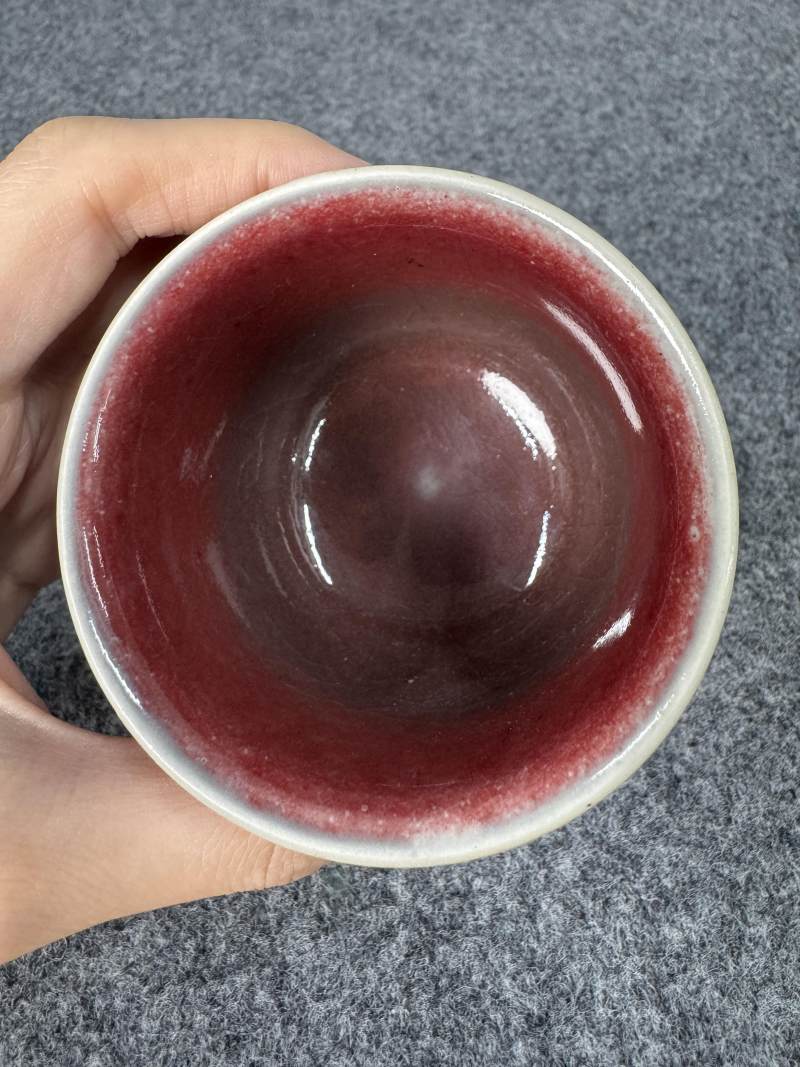 清康熙 郎窯紅釉高足杯 - 图7