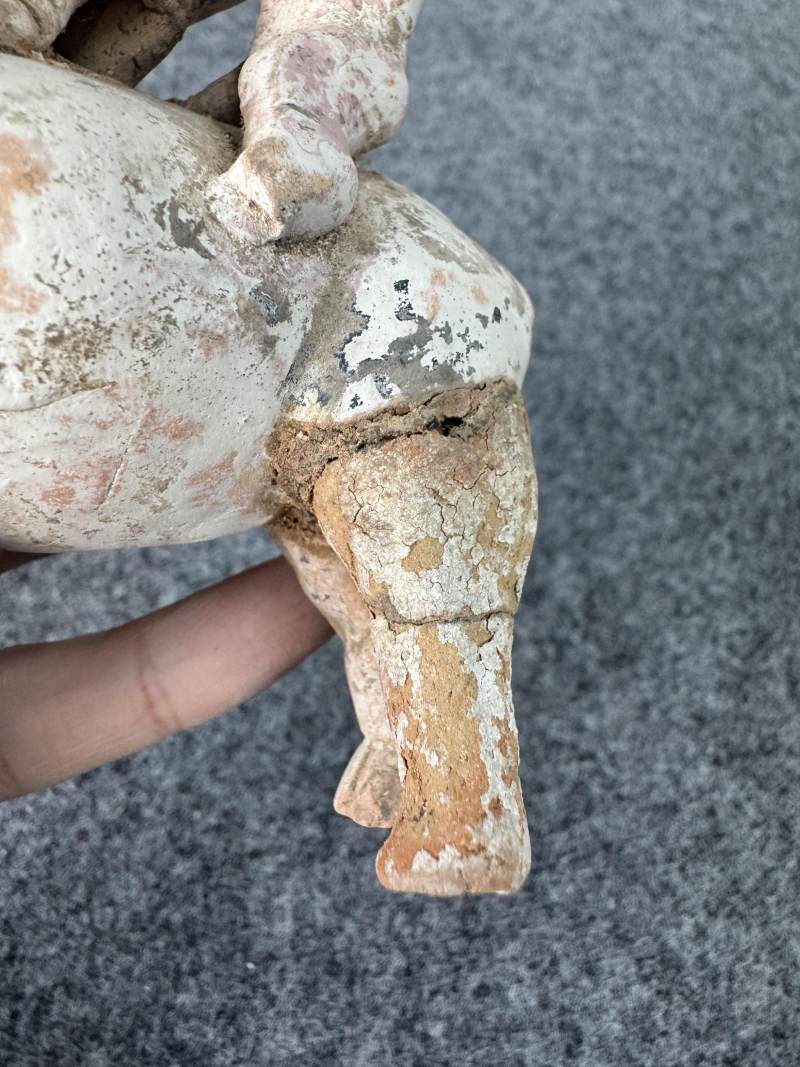 灰陶彩繪騎牛俑 - 图6