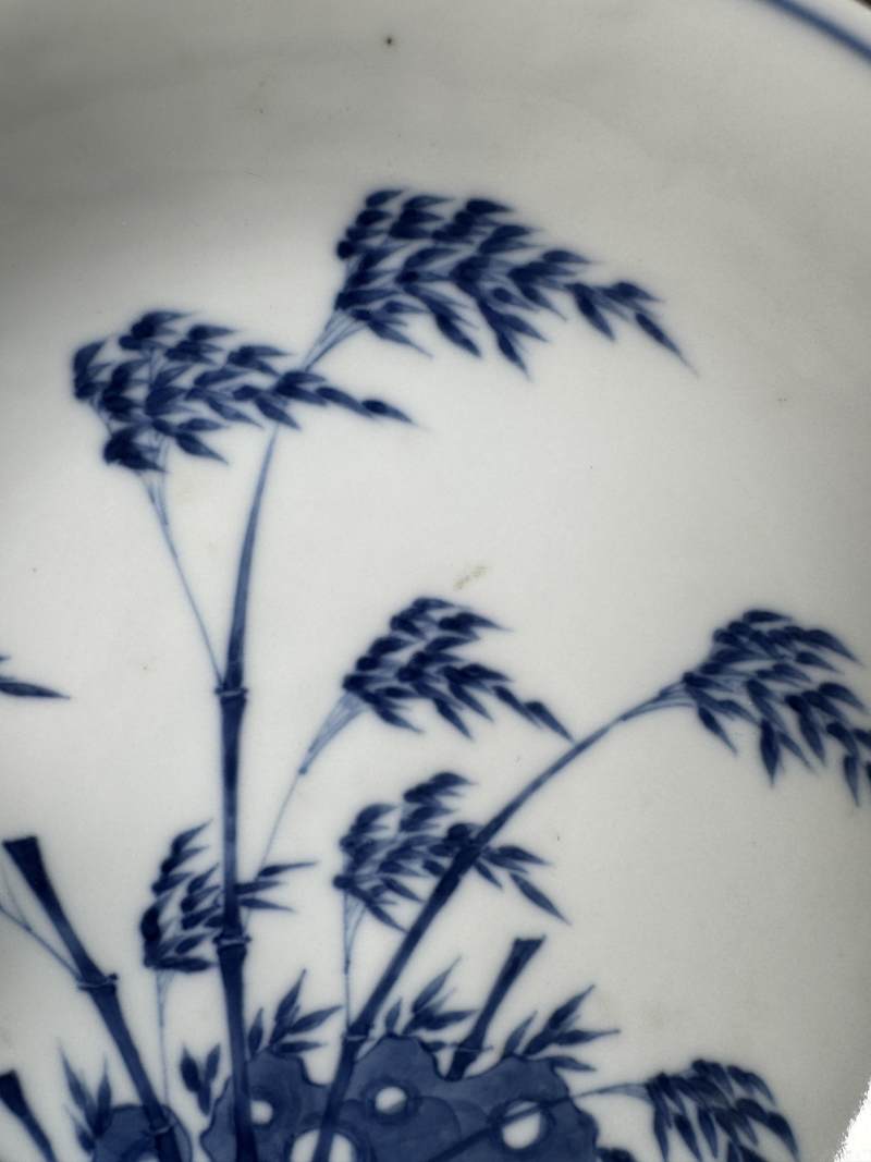 清雍正 青花竹紋盤 - 图4