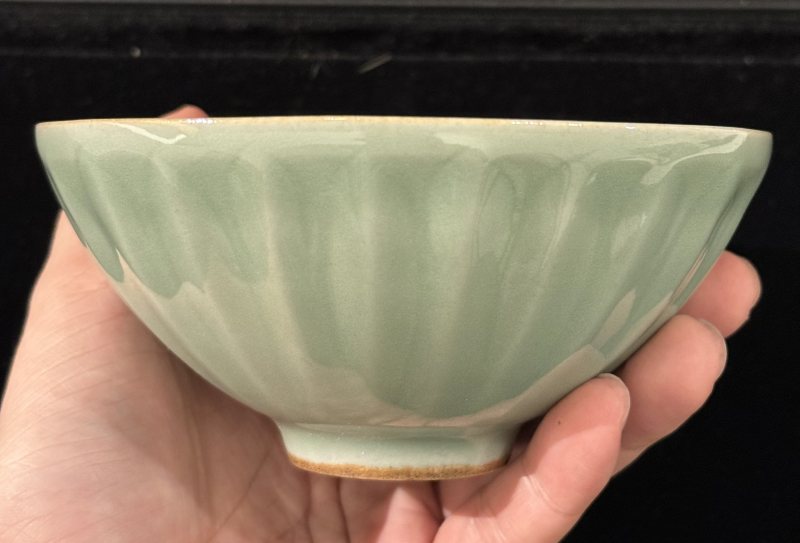 宋 龍泉青釉刻蓮紋盞 - 图6