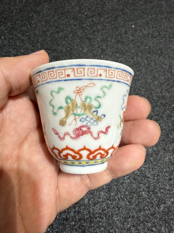 清光緒粉彩八吉祥紋杯一對 - 图12