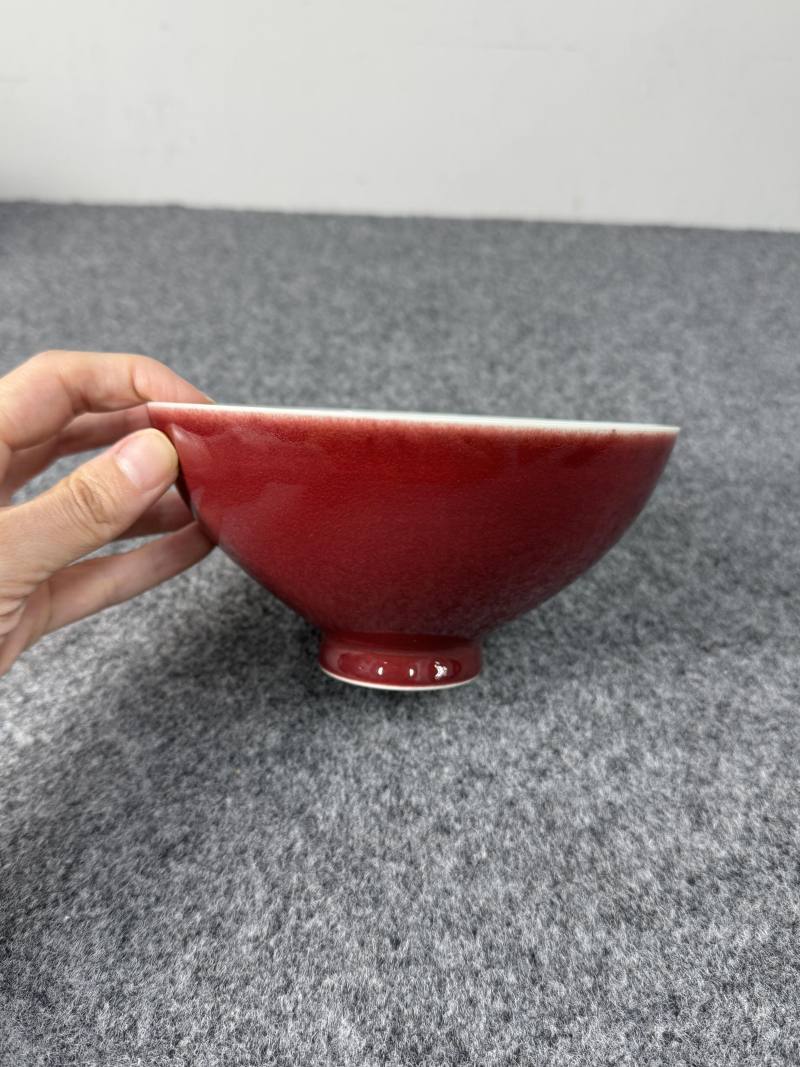 清乾隆 霽紅釉蓮子碗一對 - 图14