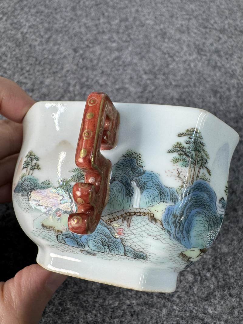 清乾隆 唐英製山水詩文雙耳杯 - 图10