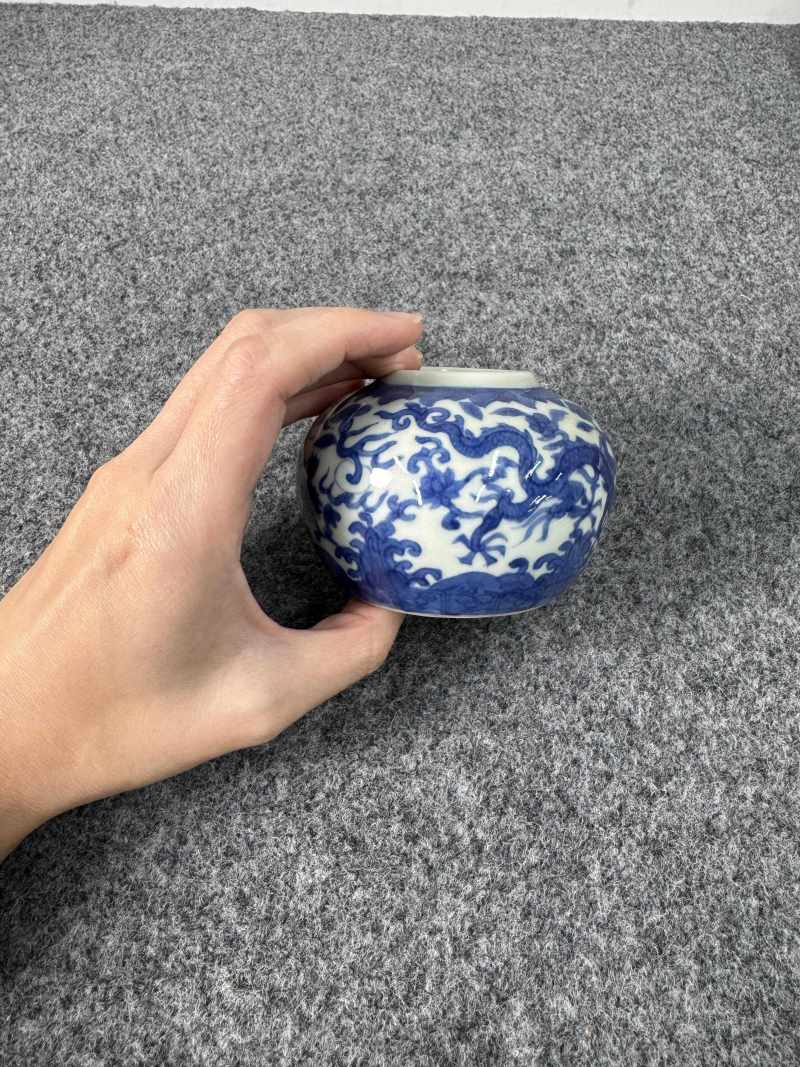 明萬曆 青花龍紋水丞 - 图9