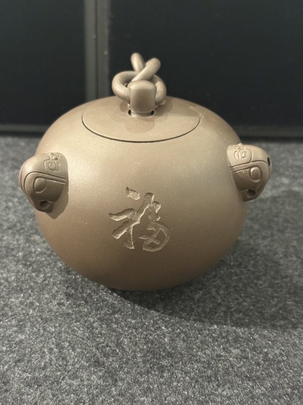 當代劉海粟書 鮑仲梅款 博浪槌紫砂壺 - 图7