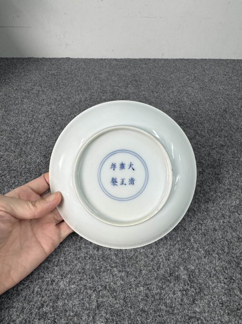 清雍正 粉彩沒骨虞美人盤 - 图9