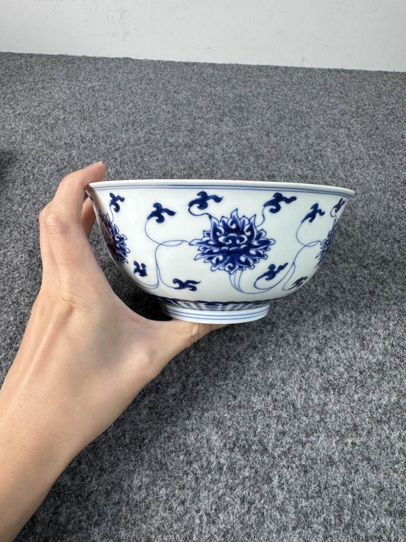清康熙 青花纏枝蓮紋碗一對 - 图24