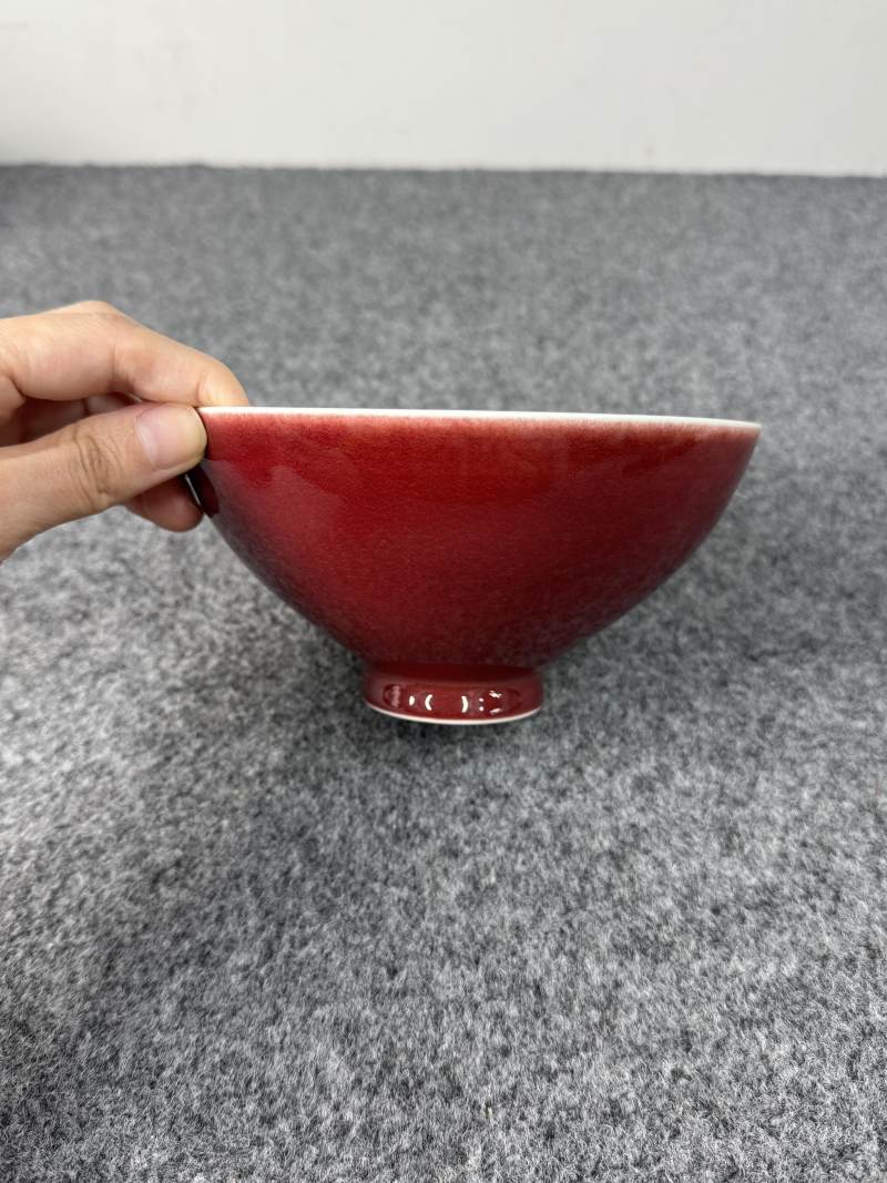 清乾隆 霽紅釉蓮子碗一對 - 图16