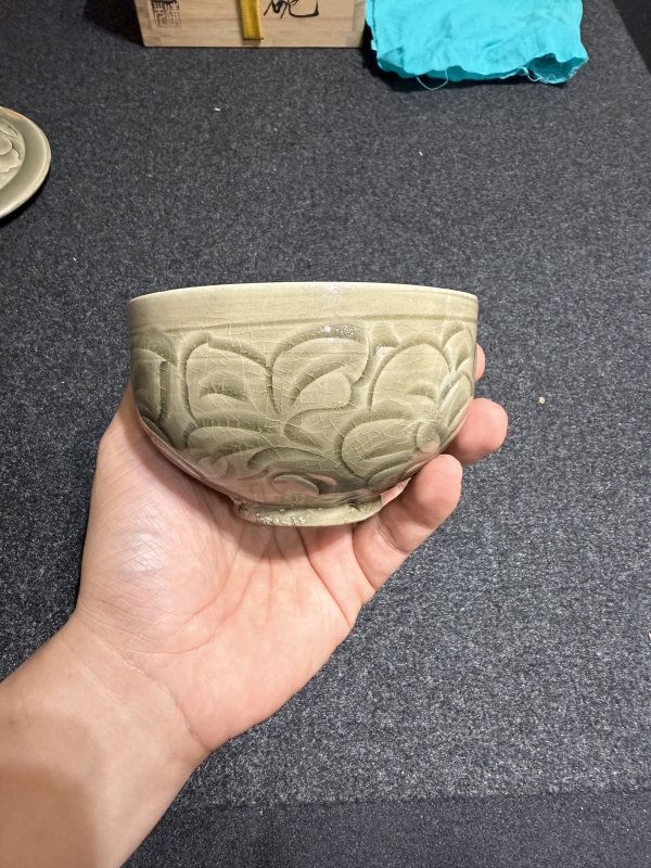 北宋耀州窯青釉刻劃花卉紋蓋罐 - 图3